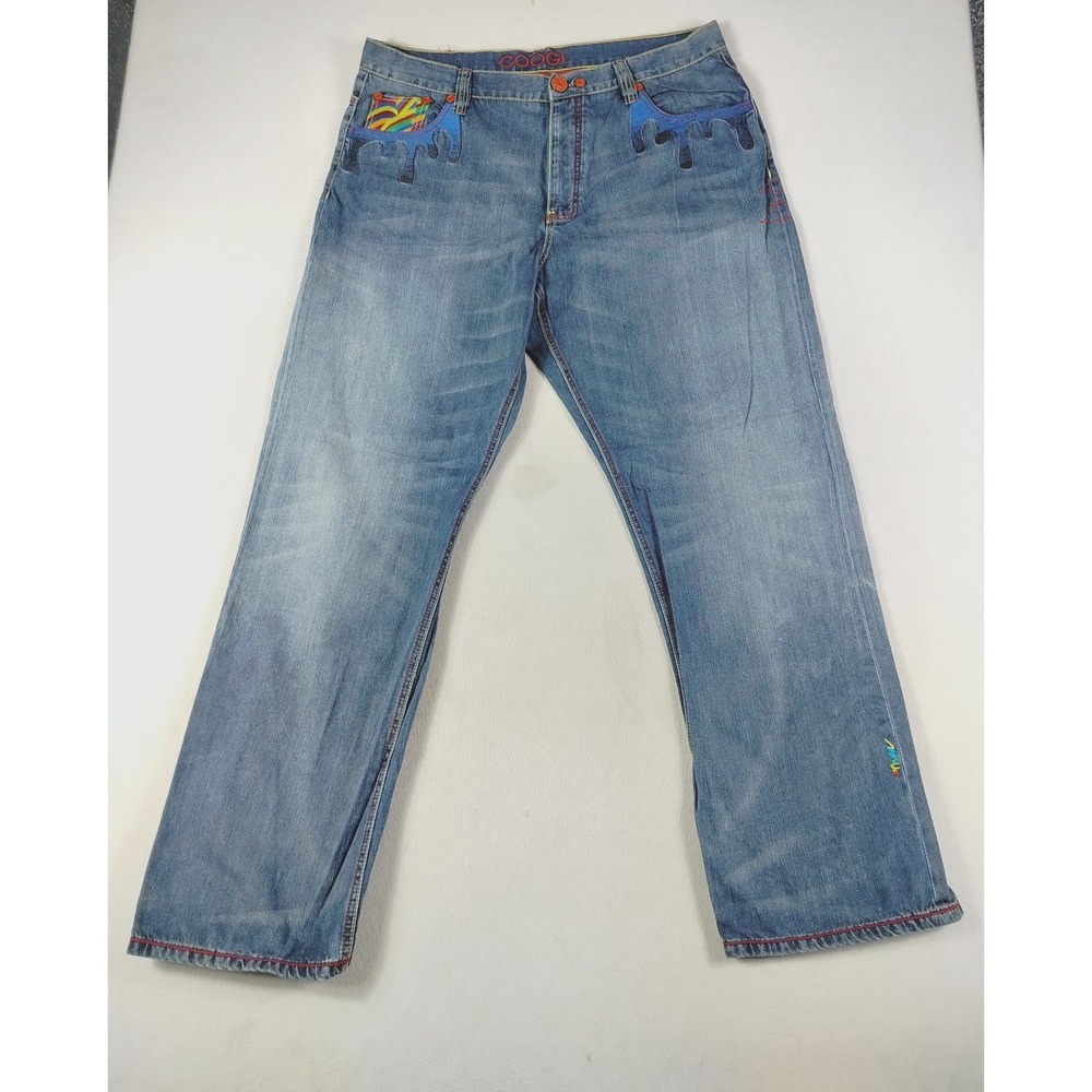 Coogi Jeans Mens 42 Blue Authentic Graphic Y2K Baggy‎ Denim Streetwear Hiphop